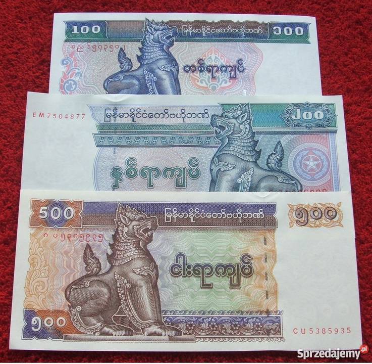 MYANMAR 3 Kolekcjonerskie Banknoty Zestaw 3 Katowice