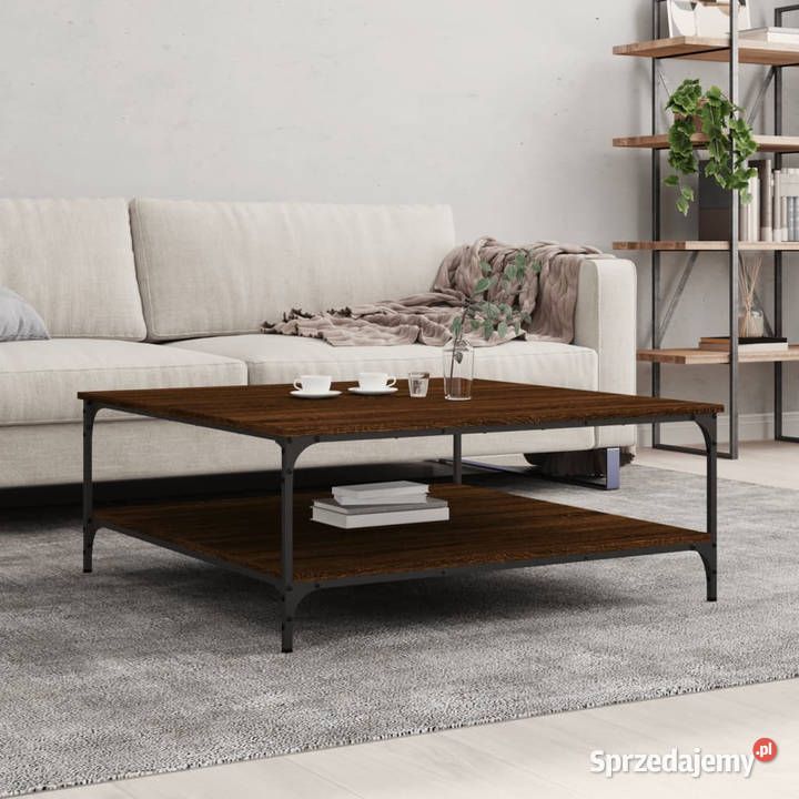 Stolik kawowy brązowy dąb 100x100x40 WM832847 Stoły