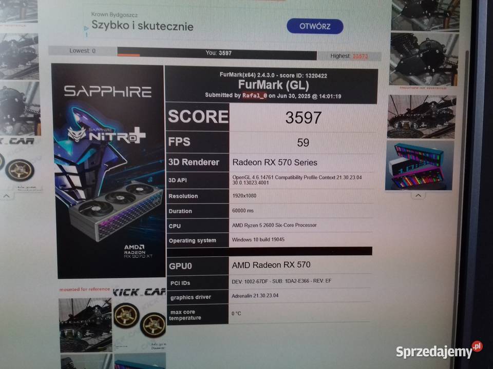 Sapphire NITRO RX 570 8GB GDDR5 DVI HDMI kujawsko-pomorskie Bydgoszcz