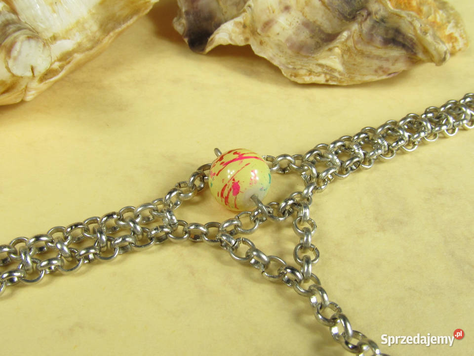 Bransoletka na palec łańcuszek koraliki srebrny śląskie sprzedam