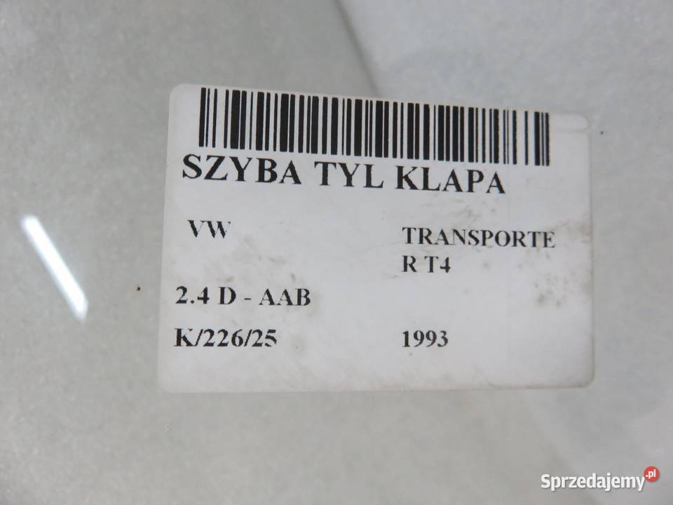 SZYBA TYLNA VW TRANSPORTER T4 BUS osobowe sprzedam