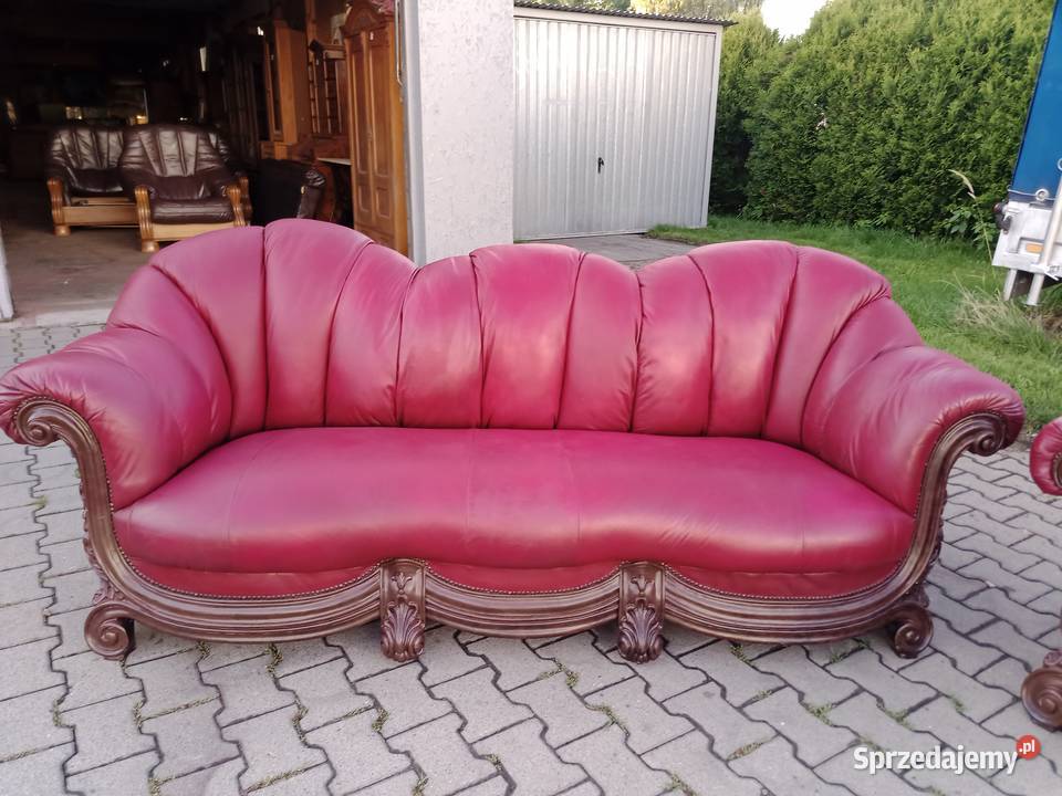 Komplet AFRODYTA 311 i Ława Dąb skóra Wiśnia Kozy