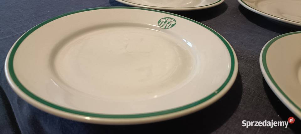 4 Talerze Lubiana Społem PRL logo sztućce Porcelana i szkło mazowieckie Warszawa