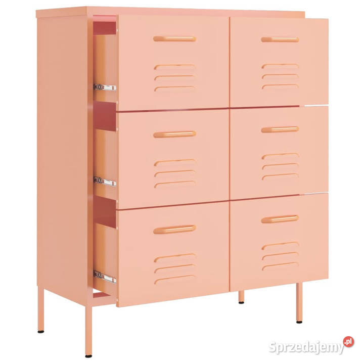 Szafka z szufladami różowa 80x35x1015 stalowa Pozostałe Warszawa