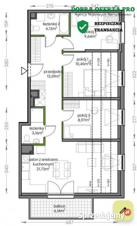 4pokojowe mieszkanie na ostatnim piętrze apartamentowiec pomorskie sprzedam