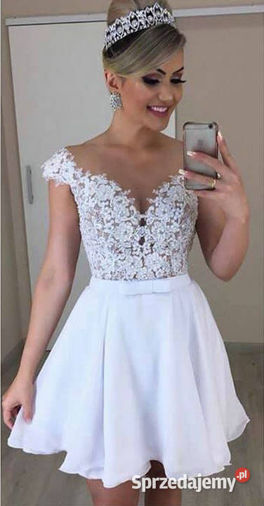 Suknia ślubna 2 w 1 krótka plus długa odpinana Jelenia Góra