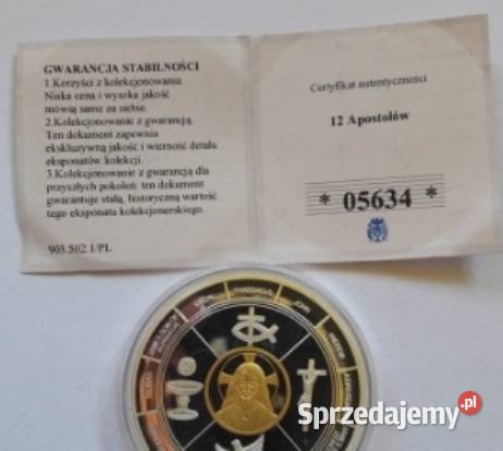 50 mm Moneta Medal Numizmat 12 Apostołów Złoto