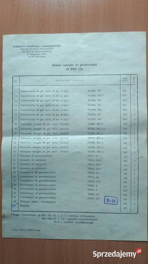 Zestaw narzędzi gwintowników i narzynek FWP VIS Chorzów