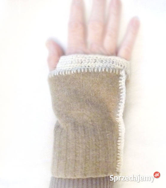 mitenki rękawiczki wełniane mitenki beżowe Białystok