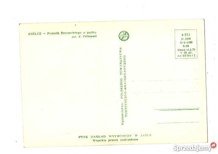 KIELCE POMNIK ŻEROMSKIEGO POCZTÓWKA CZARNO BIAŁA świętokrzyskie