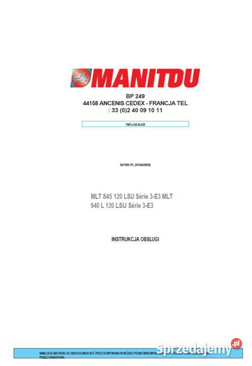 Manitou MLT 845 120 LSU SERIA 3E3 940L 120 LSU Gdańsk
