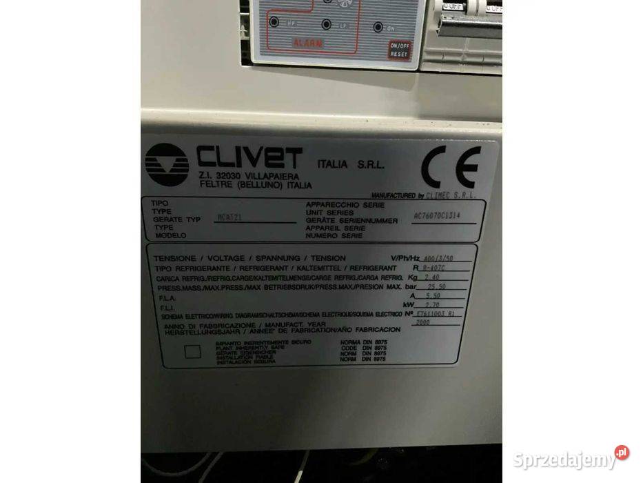 Nowy agregat chłodniczy CLIVET 7kW 400V Góra