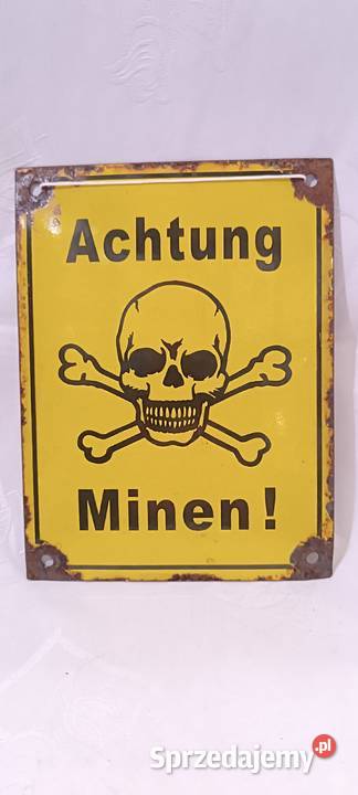 Uwaga miny niemiecka tablicaszyld emaliowany II Pozostałe małopolskie Kraków