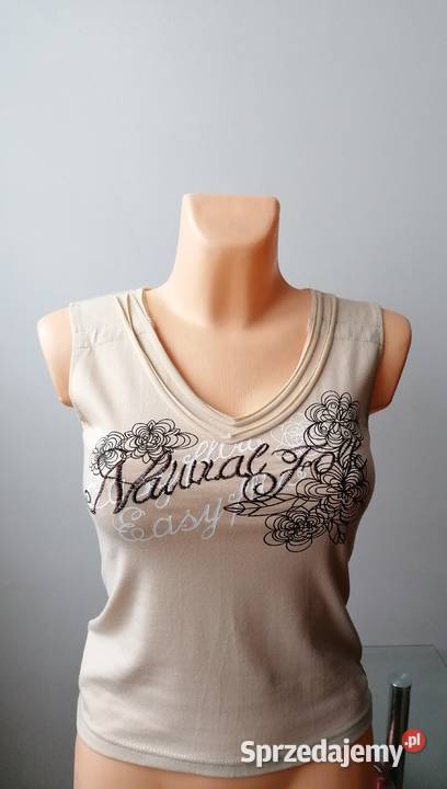DAMSKI BEŻOWY TOP Z HAFTEM R UNIWERSALNY łódzkie Łódź