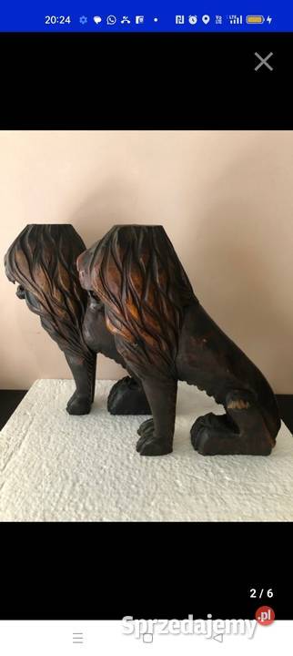 RZEŻBA PARA LWY 1900R Antyki, Sztuka, Kolekcje śląskie Bielsko-Biała