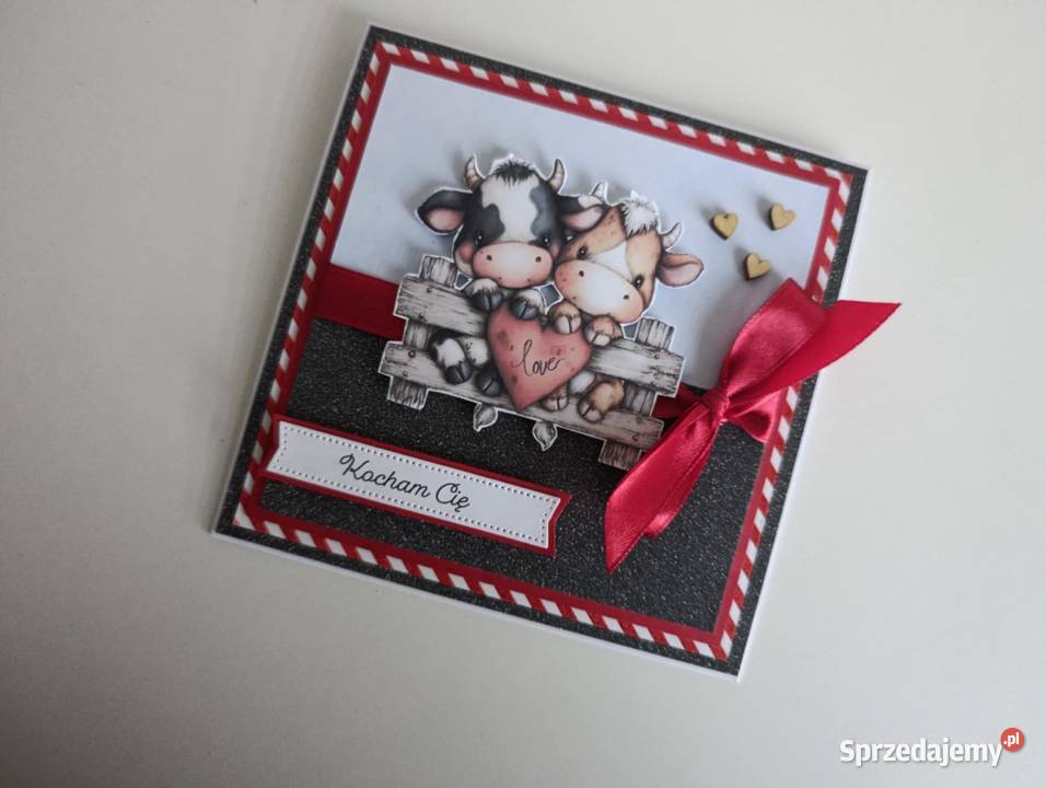 Kartka ręcznie robiona na walentynki Kocham Cię Łódź sprzedam