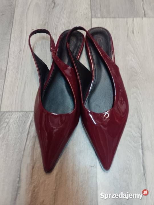 43 Bordowe baleriny wieczorowe z odkrytą piętą Kraków