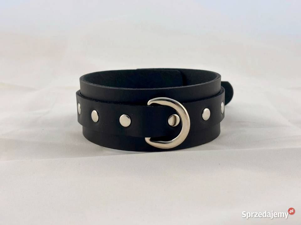 Choker z uchwytem skóra naturalna