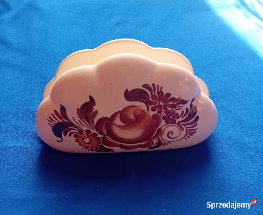 Ręcznie malowany fajansowy serwetnik Włocławek Porcelana i szkło
