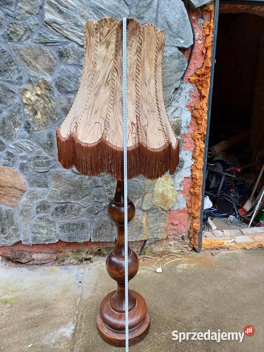 Stara 80 lat debowa lampa stojaca Halabala Lubań