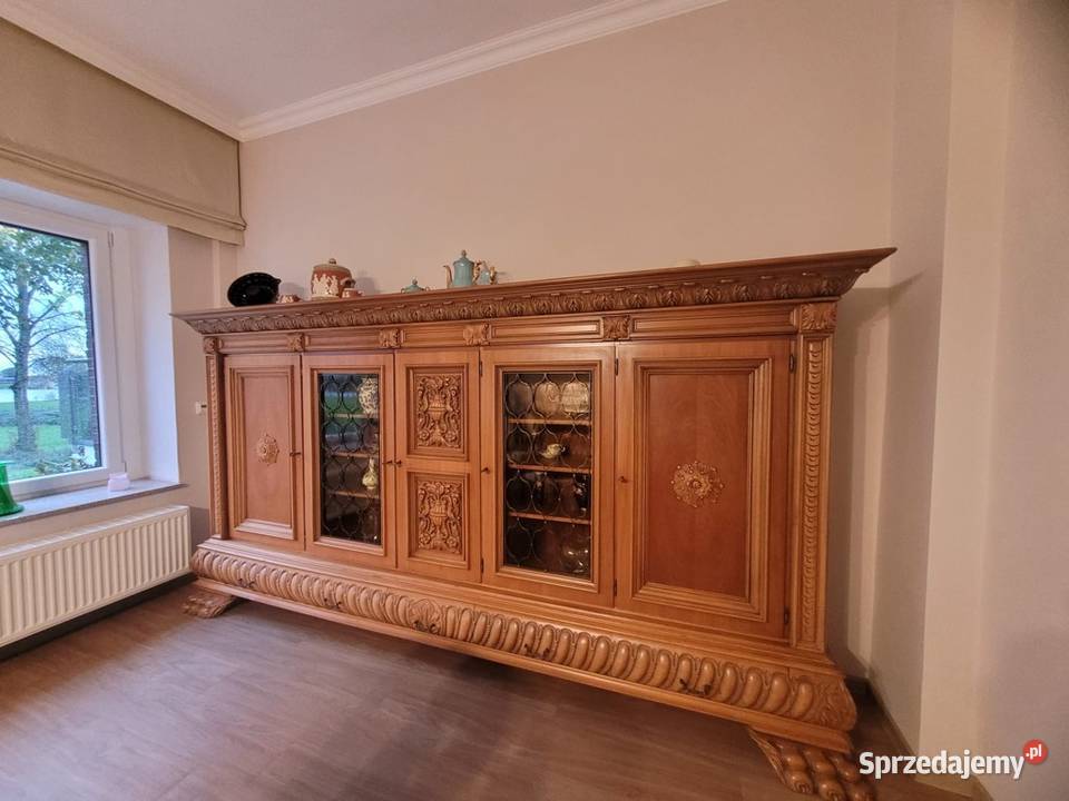 Biblioteka gabinetowa kredens witryna dębowa na 317cm Sypniewo