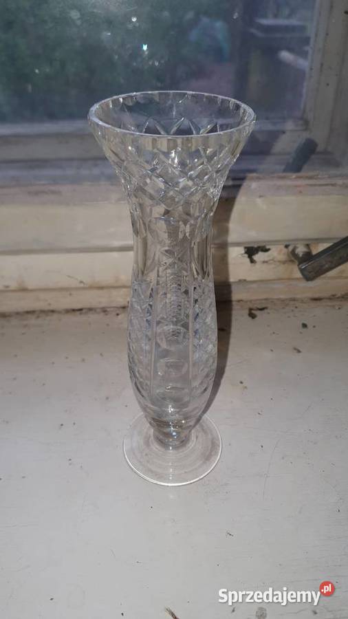 Wazon kryształowy na cięte kwiaty huta Julia PRL Warszawa