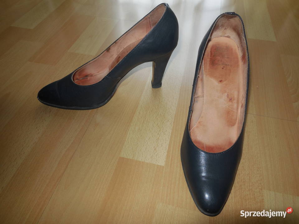 czółenka skórzane granatowe Łódź sprzedam