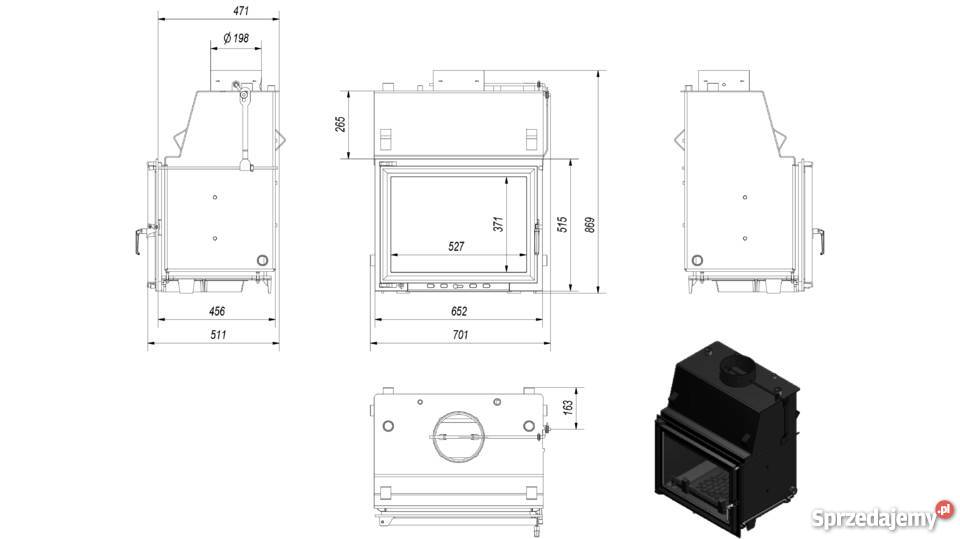Wkład kominkowy ZUZIA 15 z płaszczem wodnym Rabka-Zdrój sprzedam