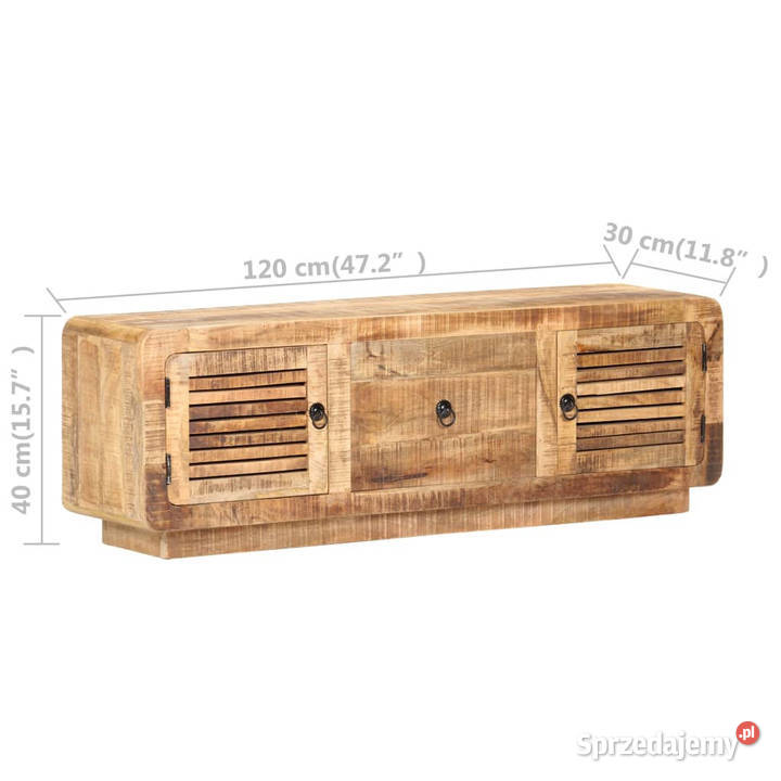 Szafka pod TV 120x30x40 surowe drewno mango mazowieckie Warszawa