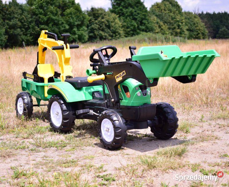 TRAKTOR NA PEDAŁY Z PRZYCZEPĄ ŁYŻKĄ I KOPARKĄ Toruń