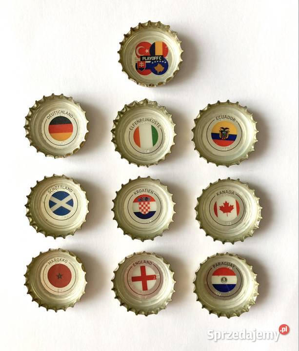 Kapsle Piwa Bitburger Premium flagi Mistrzostwa Birofilistyka wielkopolskie Ostrów Wielkopolski