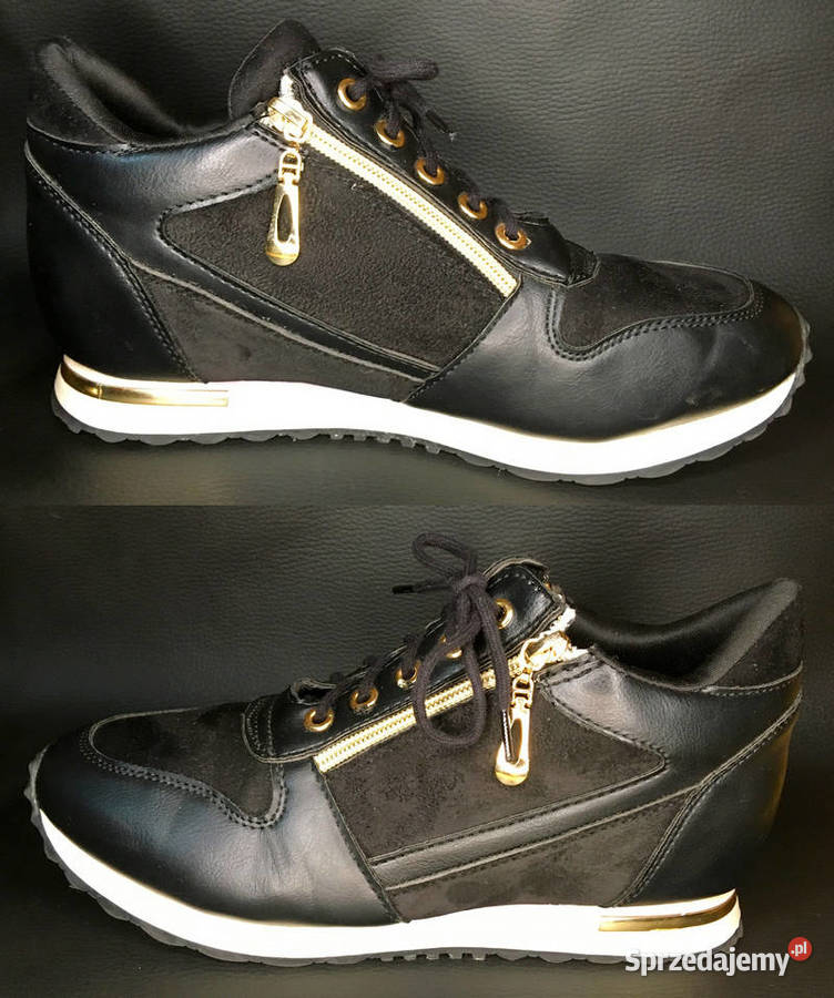 Sneakersy czarne Queen Vivi zamki złote 25cm Kraków