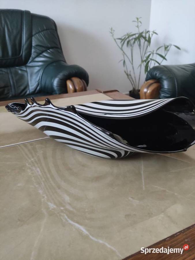 Szkło artystyczne muszla Zebra Huta Józefina Porcelana i szkło Janów Lubelski
