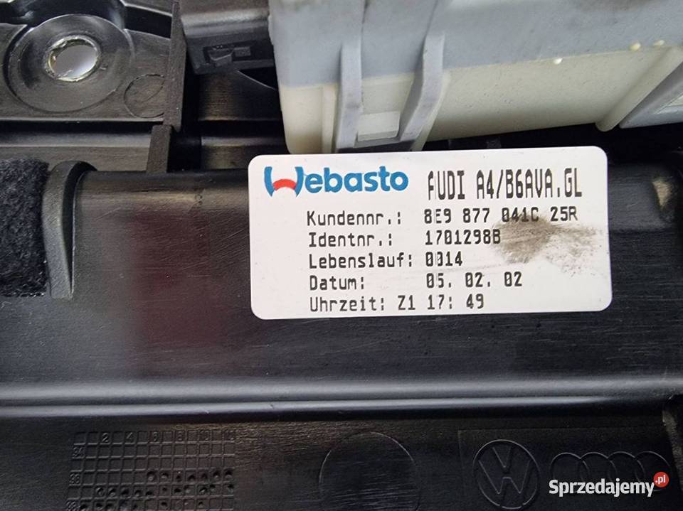 SZYBERDACH AUDI A4 B6 8E0877255B osobowe
