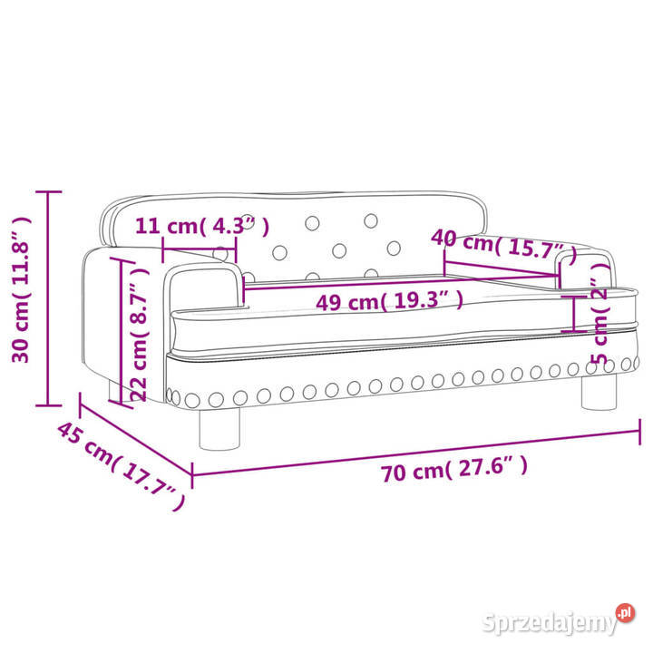 Sofa dzieci czarna 70x45x30 aksamit WM3196297 Warszawa sprzedam