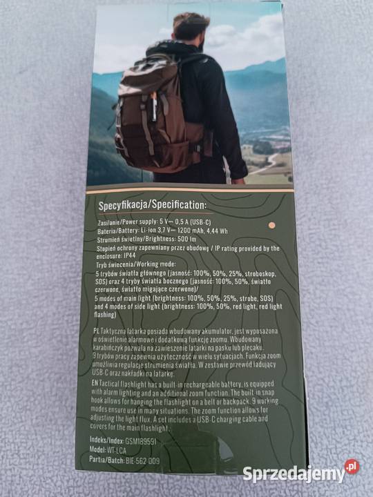 Latarka taktyczna WILD TREK 9 trybów pracy 500 opolskie Kędzierzyn-Koźle