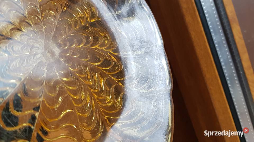 Talerzyki Fala Ząbkowice kolorowe szkło PRL Dąbrowa Górnicza