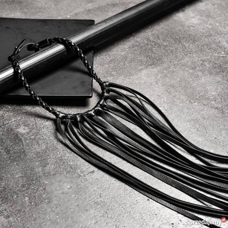 Naszyjnik skórzany skóra frędzle gotyk sexowny Warszawa sprzedam