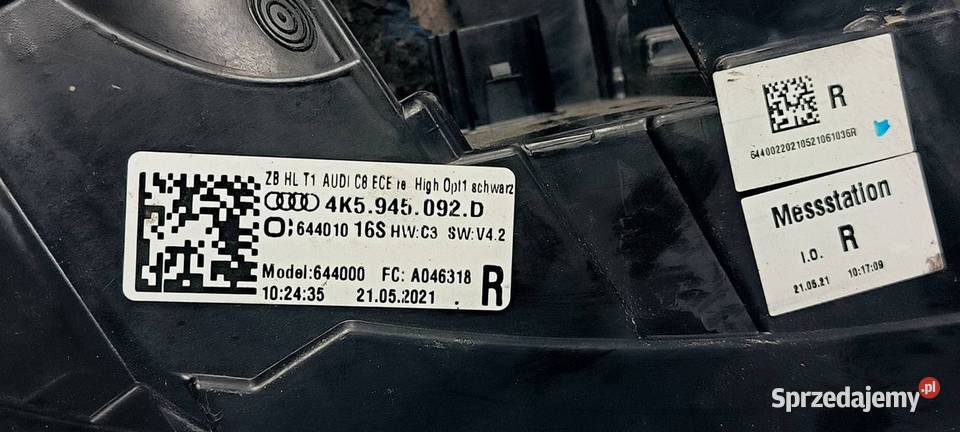 LAMPA PRAWA TYŁ AUDI A6 C8 ALLROAD 4K5945092D Pozostałe Części samochodowe