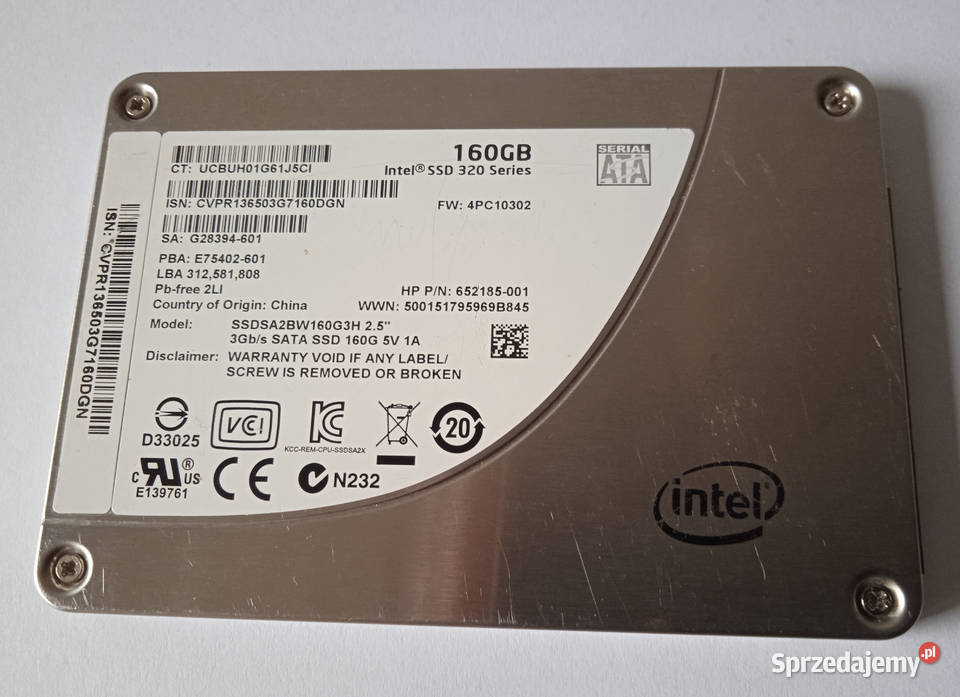 Dysk SSD Intel 320 160GB 25 MLC SSDSA2BW160G3H Poznań