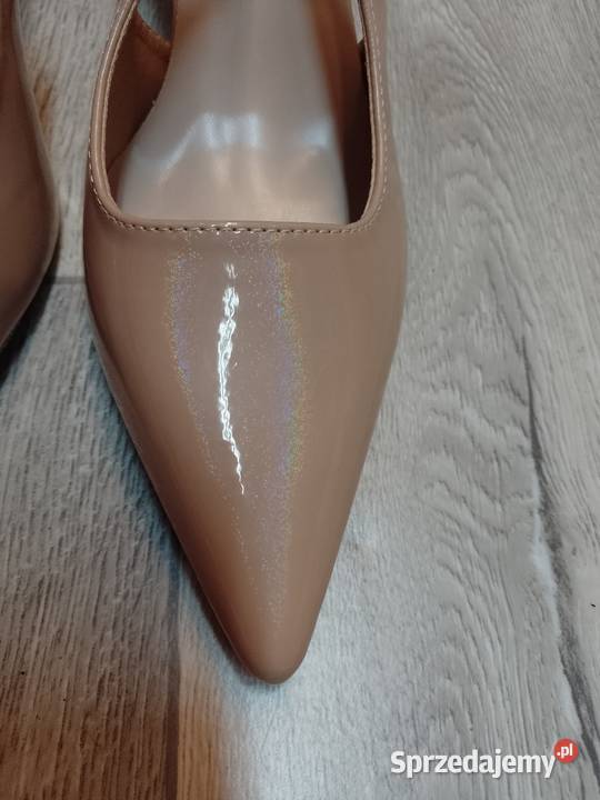 4041 Hologramowe beżowe czółenka wieczorowe z brązowy/beżowy Czółenka Damskie Kraków