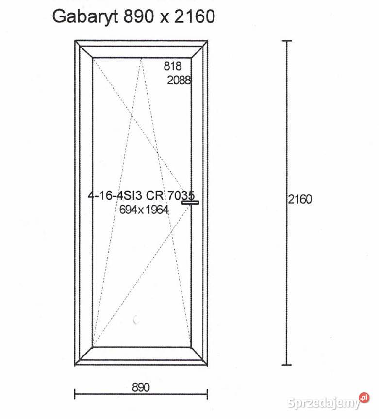 Drzwi balkonowe PCV 890 x 2160 BIAŁE 89cm sprzedam