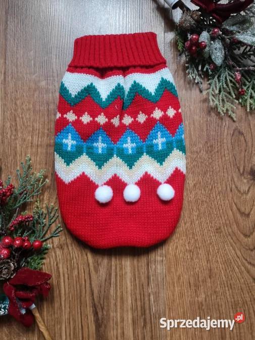 Śliczny sweterek świąteczny małego psa z małopolskie Niepołomice
