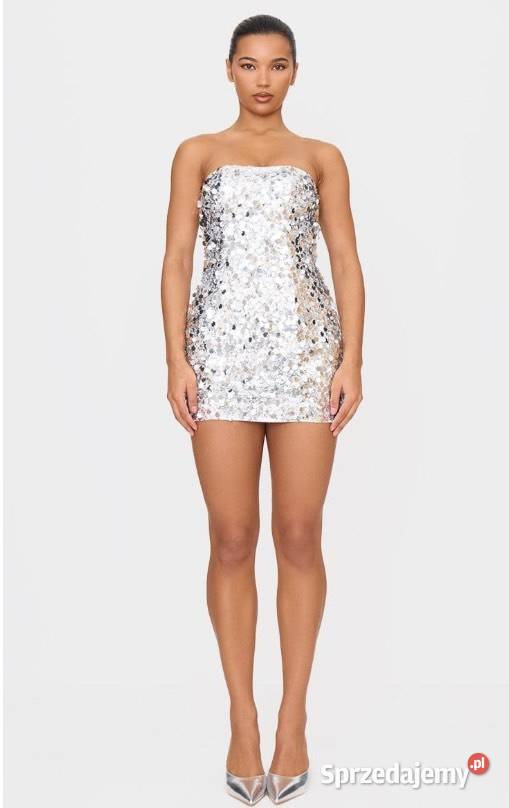 Srebrna cekinowa sukienka mini Spódnice i sukienki Warszawa