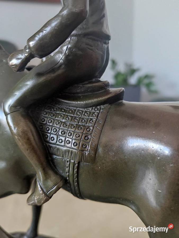 Duża Figura z Brązu Koń z Dżokejem 30 Ciężka 5 lubelskie Janów Lubelski