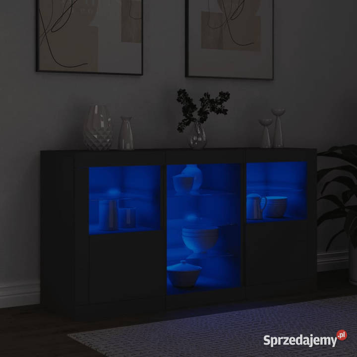 Szafka z oświetleniem LED czarna 123x37x67 Warszawa
