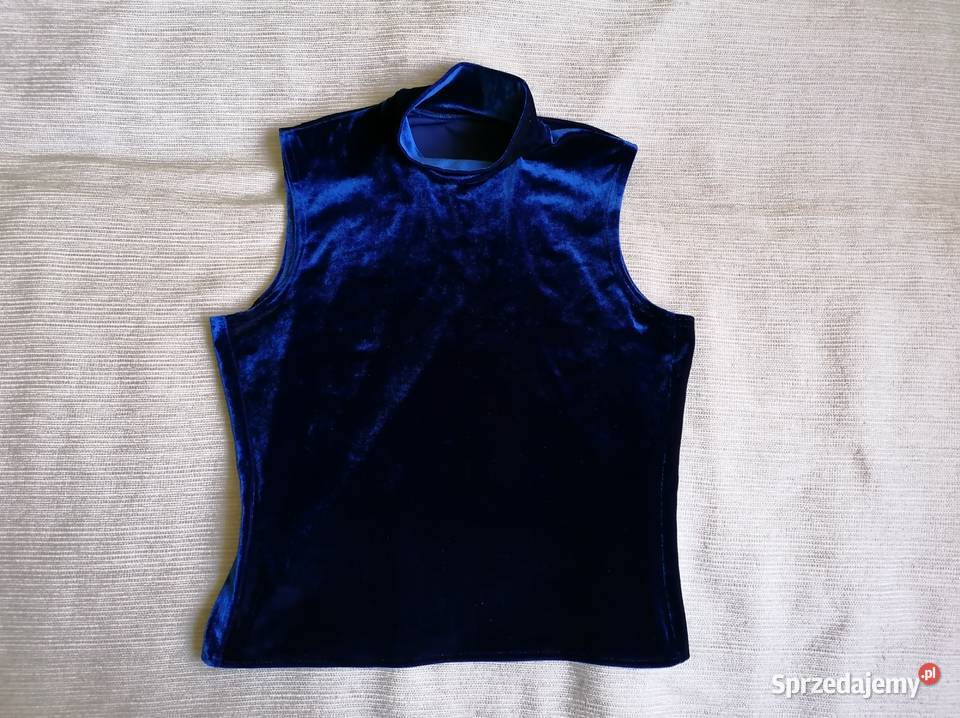 BLUZKA TOP ZE STÓJKĄ MEGA COBALT BLU VELVET R