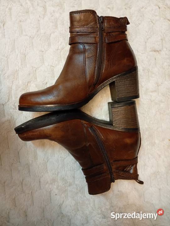 40 Real Leather wygodne brązowe botki biznesowe Kraków