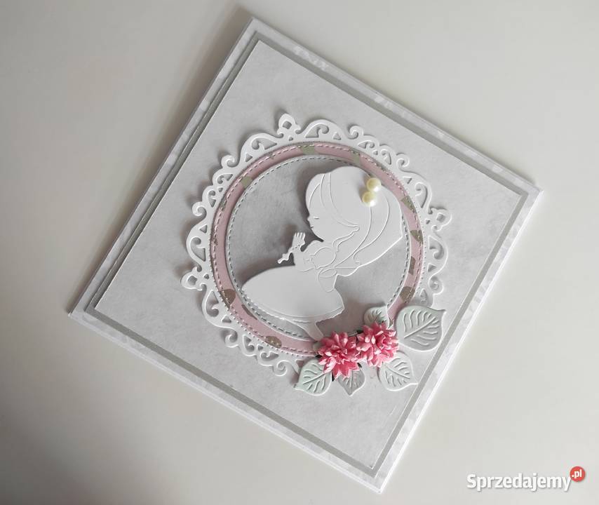 Kartka ręcznie robiona Komunia Święta handmade Łódź