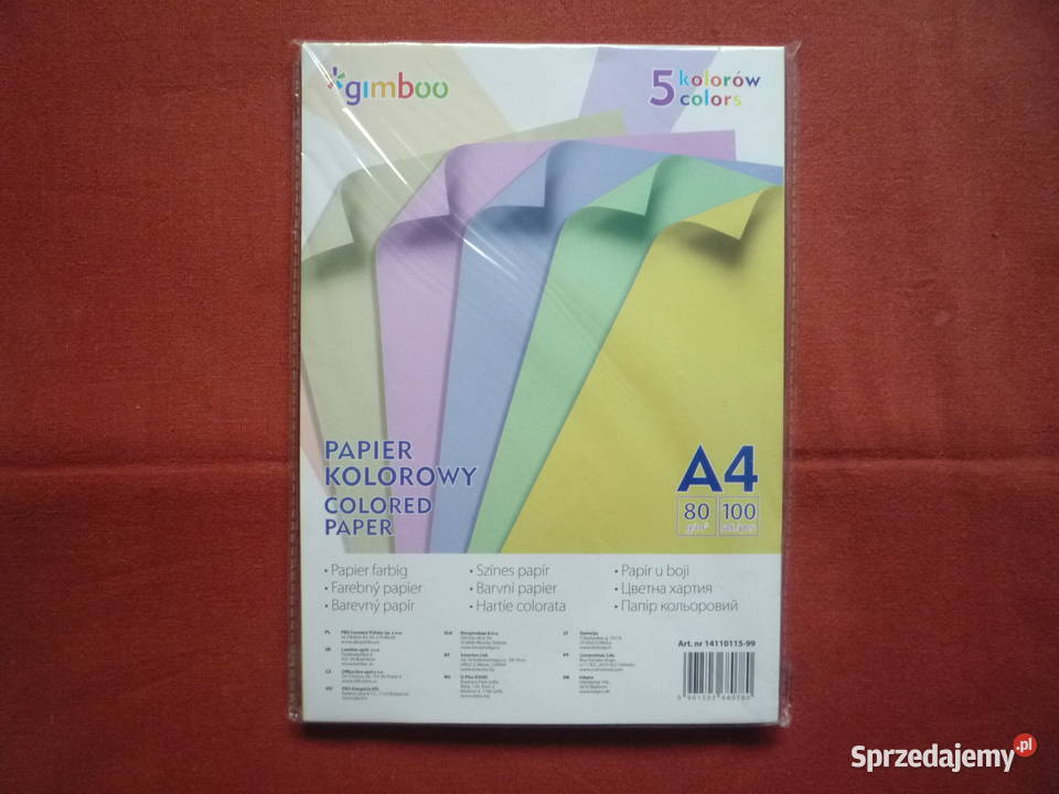 Papier kolorowy ksero Gimboo A4 100 arkuszy 5 Artykuły szkolne Szczecin